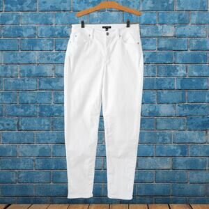 EILEEN FISHER White Jeans Size 8 Petite High Waist Tapered